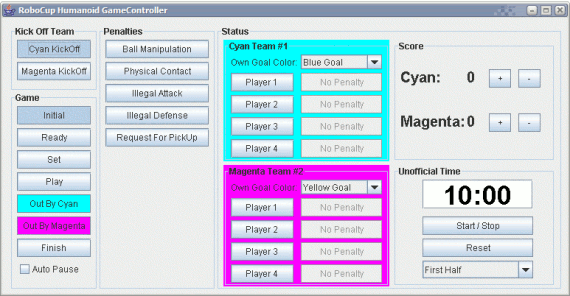 The graphical user interface of the GameController